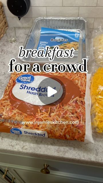 Jamie Fielding on Instagram: "Comment GRAVY and I’ll send you the recipe for the Biscuits and Gravy Casserole. 

It was our day to make breakfast at the family reunion so this is how we did breakfast for a crowd to make it easy.  I started at home because I think it’s so much easier to cook in my own kitchen.  Once we arrived at the house, we assembled the casseroles and put them in the fridge.  This morning all I had to do was pop the casseroles in the oven.  I added some yogurt and fruit and breakfast was done! 

#breakfastcasserole #breakfastrecipe #casserolerecipe #casserolewitheggs" Easy Breakfast Ideas For Large Groups, Easy Breakfast To Feed A Crowd, Breakfast Casserole For Large Crowd, Contential Breakfast Buffet, Quick And Easy Breakfast Ideas For A Crowd, Easy Breakfast Casserole For A Crowd, Breakfast For Big Groups, Large Crowd Breakfast Ideas, Eggs For A Crowd Make Ahead Breakfast