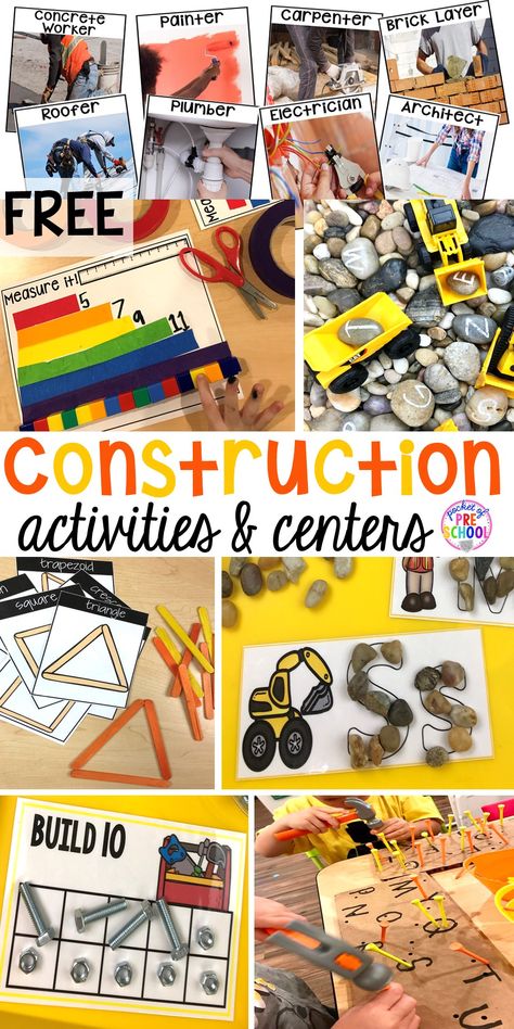 Construction Themed Activities, Construction Activities Preschool, Construction Theme Classroom, Construction Theme Preschool, Preschool Construction, Community Helpers Preschool, Construction Activities, Transportation Theme, Creative Curriculum