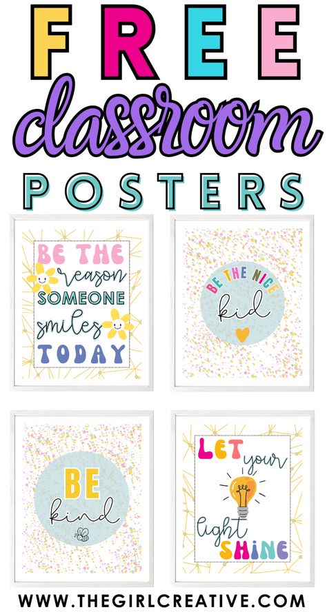 Motivation Classroom Poster, Elementary School Decorations, Quotes For Elementary Classroom, Classroom Themes Free Printable, Sel Posters For Classroom, Positive Quotes For School Motivation, Classroom Quotes Motivational Printable, Free Motivational Printables, Inspirational Quotes Positive For School