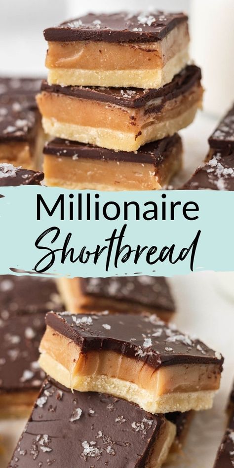 Millionaire Shortbread Brownie Bars, Gf Millionaire Shortbread, Mini Hershey Bar Recipes, Geoffrey Zakarian Millionaire Bars, Recipes Using Shortbread Cookies, Chocolate Millionaire Shortbread, Caramel Chocolate Shortbread Bars, Nestle Crunch Bars Recipe, Yummy Squares And Bars