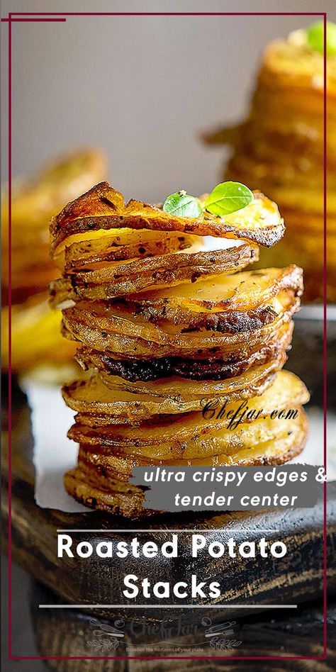 Stacked Roasted Potatoes, Potato Stacks Muffin Tins Parmesan, Potatoes Baked In Muffin Pans, Potato Recipes Muffin Tin, Roasted Potato Rounds, Crispy Potato Rounds, Muffin Pan Potato Stacks, Potatoes Cooked In Muffin Tin, Layered Potatoes In Muffin Tin