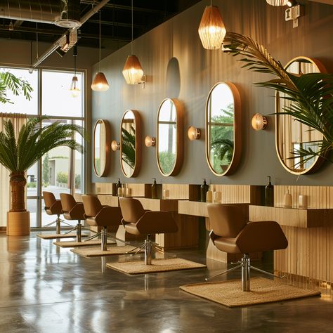 Designing for Salons — Living Bright Interiors Modern Vintage Salon Decor, Simple Salon Design, Black Ceiling Hair Salon, Salon Suite No Windows, Exterior Salon Ideas, Calming Salon Decor, Minimal Salon Decor, Luxury Salon Aesthetic, Japanese Hair Salon Interior Design