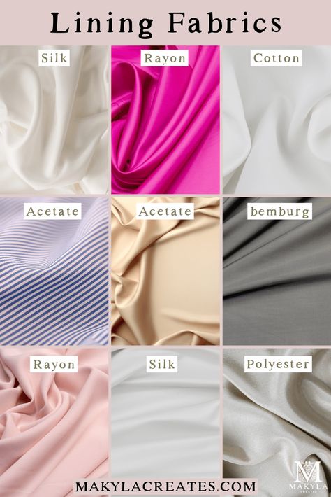 Fabric Names List Indian, Types Of Cloth Material, Name Of Materials, Types Of Clothing Material, Different Fabrics Types, Cloth Types Names, Weaving Fabric For Clothes, Fabric For Dresses Ideas, Dress Lining Fabric