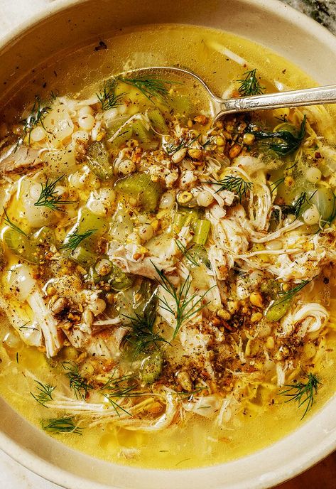 Farro Chicken Soup, Soup Recipes Half Baked Harvest, Lemon Chicken Couscous Soup, Fall Soups With Chicken, Rainy Soup Recipes, Straticella Soup, Cous Cous Soup Recipes, Easy Tasty Healthy Recipes, Lemon Chicken Couscous