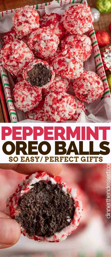 Dessert Holiday, Peppermint Dessert, Crushed Oreo, Dessert Christmas, Peppermint Candies, Oreo Balls, Candy Truffles, Christmas Candy Recipes, Christmas Food Desserts