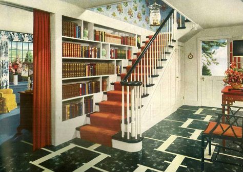 1940s traditional American home hallway 1940s House Interior, 1940s Interior Design, 1940 House, 1940s Home Decor, 1940s Interior, 1940s Decor, 1940s Kitchen, 1920s Interior Design, 1940s Home