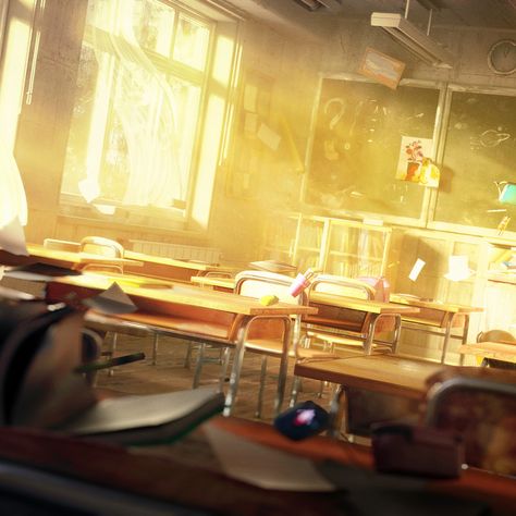 Classroom Concept Art, Crazy Classroom, Classroom Reference, 남성 근육, 3d Computer Graphics, Anime Classroom, Classroom Art, Blender Tutorial, Window Light