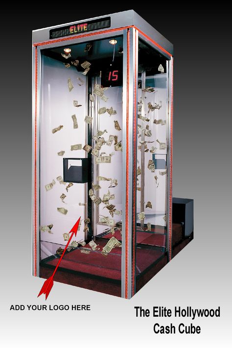 Money Machine Cash Cube Elite Hollywood Grab Machine, Safety Box, Money Machine, Experiential Marketing, Cash Gift, Store Windows, Exhibition Booth Design, Projection Mapping, Caster Wheels