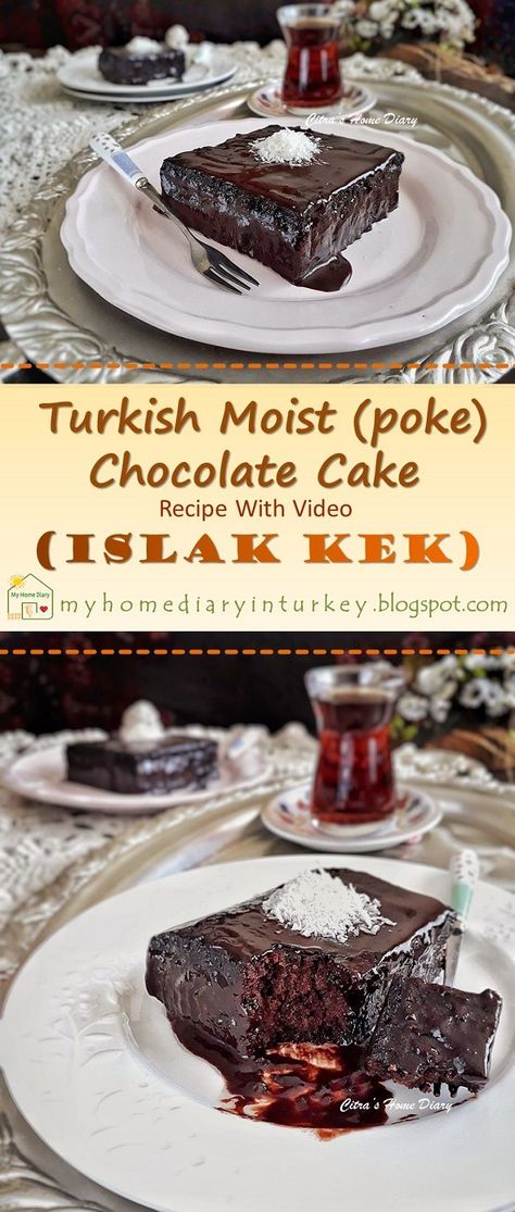 #citrashomediary #ıslakkektarifi #turkishdessert #turkishdelight #turkishbrownie #moistchocolatecake #browniesrecipe Wet Cake Chocolate, Wet Cake Recipes, Wet Chocolate Cake, Turkish Chocolate, Wet Cake, Turkish Recipes Desserts, Coffee Cake Loaf, Doctored Cake Mix Recipes, Turkish Sweets