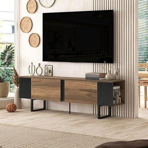 Amazon.com: Atelier Mobili Mid Century Modern TV Stand for 80 Inch TV, Living Room Entertainment Center, TV Stand for Bedroom, Walnut TV Stand, TV Stand for 75+ Inch TV, Black TV Stand (Walnut, 71 Inch) : Home & Kitchen Tv Stand For Bedroom, 80 Inch Tv, 75 Inch Tv, Mid Century Modern Tv, Stand For Bedroom, Walnut Tv Stand, Bedroom Tv Stand, Mid Century Modern Tv Stand, Entertainment Center Design