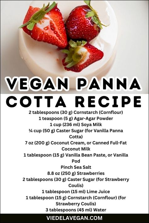 Smooth Vegan Panna Cotta Panacotta Recipe Vegan, Vegan Panacotta Recipe, Vegan Panna Cotta, Panna Cotta Recipe, Vegan Baking Recipes, Decadent Chocolate Cake, Vegan Dessert, Potluck Recipes, Dessert Lover