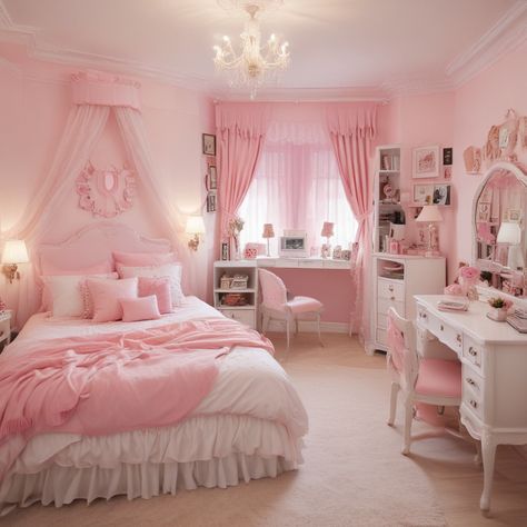 For inspiring girls' bedroom ideas, you’ve come to the right place. We’ve curated designer examples that are both stylish and functional. From bunk beds Pink Princess Bedroom Ideas, Modern Princess Aesthetic Bedroom, Girly Pink Bedroom Princesses, Pink Girly Room Aesthetic, Girly Aesthetic Bedroom, Cuartos Aesthetic, Whimsical Theme, Cozy Eclectic, Cute Bedroom