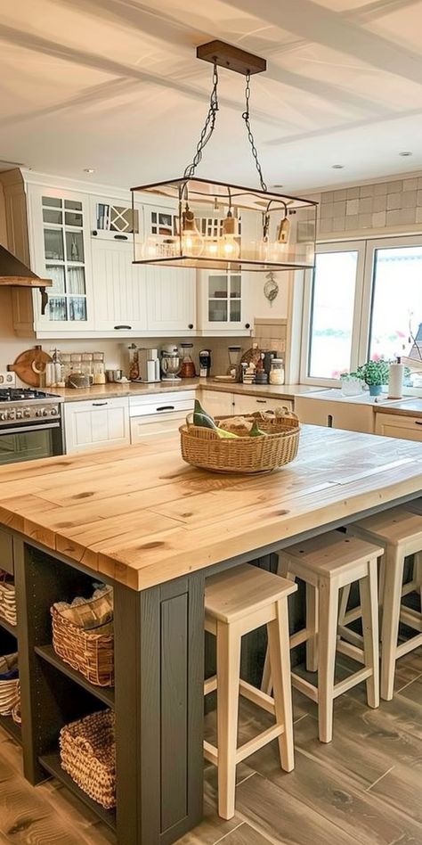 Large Kitchen Island Ideas With Seating, Kitchen Island With Drawers And Seating, Country Style Kitchen Island, Center Island With Seating, Kitchen Nook Island, Island Counter Design, Kitchen Island Ideas With Storage, Kitchen Island Nook, Dining Room Island Ideas