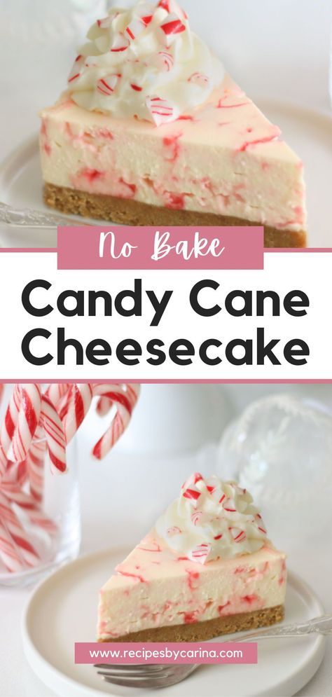 Cheesecake Candy Cane, No Bake Holiday Cheesecake Recipes, Candy Cane Cheesecake No Bake, Holiday No Bake Cheesecake, Candy Cane Cheesecake Recipes, No Bake Candy Cane Cheesecake, Peppermint Cheesecake No Bake, Easy Peppermint Cheesecake, No Bake Little Debbie Christmas Tree Cheesecake