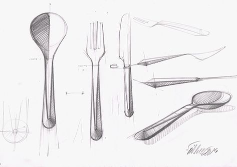 Basic Sketching, Flatware Design, Architecture Blueprints, Kitchenware Design, Structural Drawing, Cutlery Design, Perspective Drawing Architecture, Object Drawing, Industrial Design Sketch