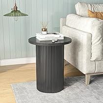 Black Side Table Living Room, Circle Bedside Table, Black Accent Table, Black End Tables, Small Accent Tables, Pedestal Side Table, Solid Wood Side Table, Round Wood Coffee Table, Round End Table