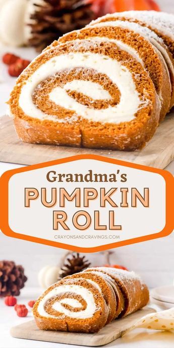 Pumpkin roll cake combines tender pumpkin cake with a generous swirl of cream cheese filling for a classic dessert full of Fall flavor. Moist Pumpkin Cake, Classic Fall Desserts, Pumpkin Roll Cake, Pumpkin Rolls Recipe, Cream Cheese Rolls, Cake Roll Recipes, Pumpkin Roll, Pumpkin Cream Cheeses, Dessert Party