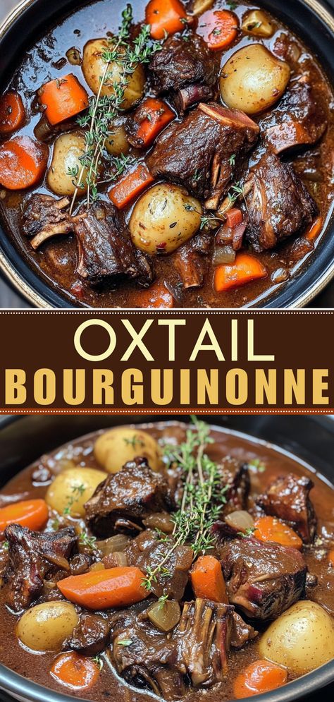 Easy Dinner Recipes Your Family will Love: Oxtail Bourguinonne Oxtail Recipes With Red Wine, Braised Oxtails Recipes, Red Wine Braised Oxtail Recipes, Beef Oxtail Recipes Crock Pot, Oxtail Beef Stew, Recipes For Oxtails, Easy Oxtail Recipes Stovetop, Oxtail Instant Pot Recipe, Ox Tails Recipe Easy