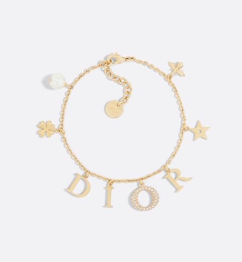 Dio(r)evolution Bracelet Gold-Finish Metal with a White Resin Pearl and Silver-Tone Crystals | DIOR Gold Dior Bracelet, Love Bracelets Cartier, Dior Star Bracelet, Dior Gold Jewelry, Dior Charm Bracelet, Dior Gold Bracelet, Sade Aesthetic Jewellery, Dior Armband, Dior Bracelet Gold