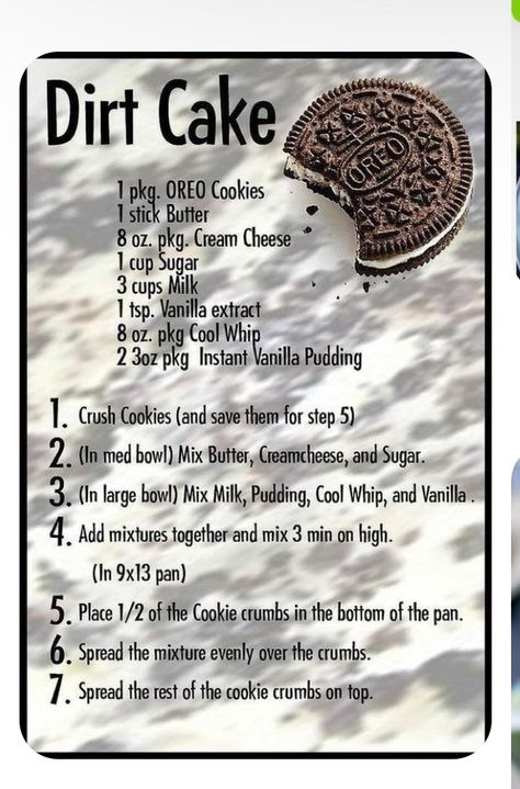 Pudding Fluff, Dirt Pudding Recipes, Chocolate Frappe, Oreo Dirt Cake, Dirt Cake Recipes, Dirt Pudding, Oreo Dirt, Oreo Desserts, Cake Banana