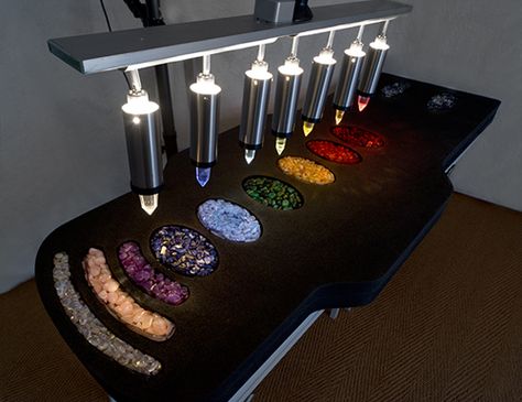 The Healing Crystal Bed is a remarkable healing technique developed by the most notable curators of Brazil, John of God. :-  #Crystal_Bed #John_of_God Reiki Room, Manipura Chakra, Quarts Crystal, Crystal Massage, Healing Room, Crystals For Manifestation, Massage Table, Crystal Therapy, 7 Chakras