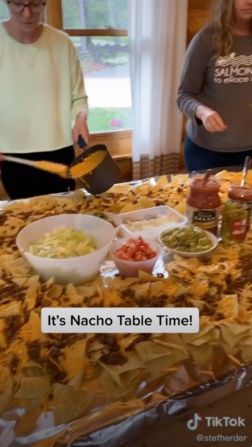 Large Nacho Bar, Family Nacho Night, Nachos Party Bar, Table Nachos Recipe, Nacho Platter Party, Nacho Charcuterie Table, Nacho Bar Charcuterie, Island Nacho Bar, Taco Bar Grazing Table