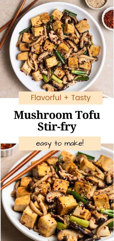 Looking for a delicious yet filling meatless meal? Our mushroom tofu stir-fry is umami, delicious, yet easy to prepare. You only need a handful of simple ingredients and 30 minutes to make this recipe. Tofu And Mushrooms Recipes, Mushroom And Tofu Recipes, Tofu Mushroom Recipe, Tofu And Mushrooms, Ways To Cook Tofu, Seitan Chicken, Tofu Recipes Easy, Homemade Stir Fry, Vegan Asian Recipes