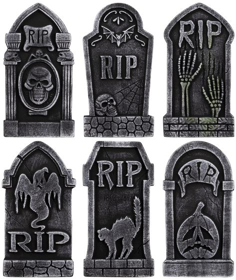 Jelofly Halloween Decorations Graveyard Tombstones (6 Pack), Foam RIP Yard Signs Headstone Decorations with 12 Stakes for Halloween Lawn Yard Decorations Headstone Decorations, Graveyard Tombstones, Halloween Headstone, Headstones Decorations, Halloween Gravestones, Halloween Yard Signs, Halloween Lawn, Halloween Graveyard, Haunted House Party