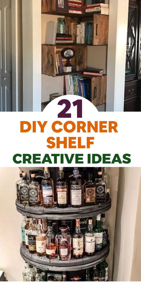 Unleash your creativity by exploring unique and practical DIY corner shelf ideas to maximize your space. Elevate your decor with a sleek floating corner shelf made from reclaimed wood for a modern touch or utilize old wooden crates for a charming rustic look. Transform an unused corner with repurposed old ladder shelves, adding character to your home while maintaining functionality. Embrace these innovative solutions to achieve stylish and organized storage areas in every nook. Let's turn those neglected corners into valuable spaces! Corner Shelves Diy, Door Corner Shelves, Corner Shelving Ideas, Small Corner Shelves, Diy Shelves Ideas, Diy Cat Shelves, Diy Corner Shelf, Floating Corner Shelf, Crate Shelves Diy