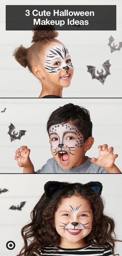 Halloween Face Paint Scary, Cute Halloween Makeup Ideas, Animal Face Paint, Face Painting Halloween Kids, Obličejové Masky, Animal Face Paintings, Face Paint Ideas, Halloween Infantil, Animal Halloween Costumes