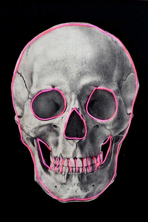 Graphic Design Skull, Halloween Drawings Aesthetic, Diy Skull Decor, Diy Dollar Tree Crafts, Human Skull Drawing, Neon Skull, Diy Skulls, Decor For Halloween, Skeleton Illustration