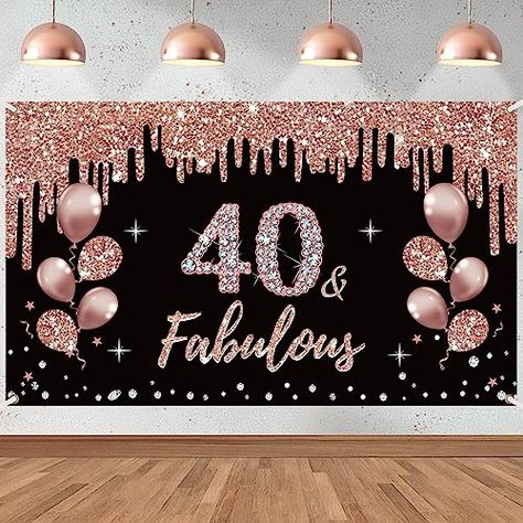 40th Bday Backdrop Ideas, 40th Bday Decor For Women, 40th Birthday Decoration Ideas, Backdrop 40th Birthday, 40 Party Ideas For Woman, 40th Birthday Wall Decorations, Pretty In Pink 40th Birthday Party, Pink And Black 40th Birthday Decorations, 40 Th Birthday Party Ideas For Women