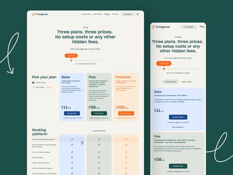 ProAgenda Website: Pricing Page by tubik UX for tubik on Dribbble Pricing Page Design Website, Membership Page Design, Pricing Page Ui Design, Pricing Web Design, Membership Website Design, Product Page Web Design, Pricing Page Design, Website Design Pricing, Web Design Pricing