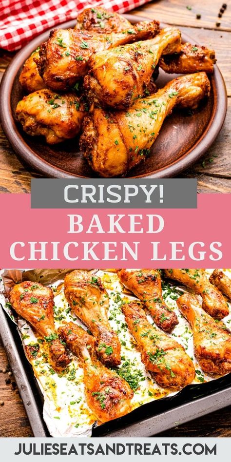 Tender, juicy Baked Chicken Legs that are tossed in a delicious seasoning made with pantry staples then baked. They have an amazing flavor, crispy skin and are a hit at every dinner table! #baked #chickenlegs Juicy Baked Chicken Legs In The Oven, Oven Baked Chicken Legs Crispy, Baking Chicken Legs In Oven, Quick And Easy Chicken Leg Recipes, Baked Chicken Legs Recipes, Seasoned Chicken Legs Oven Baked, Constipation Food, Baked Crispy Chicken, Crispy Baked Chicken Legs