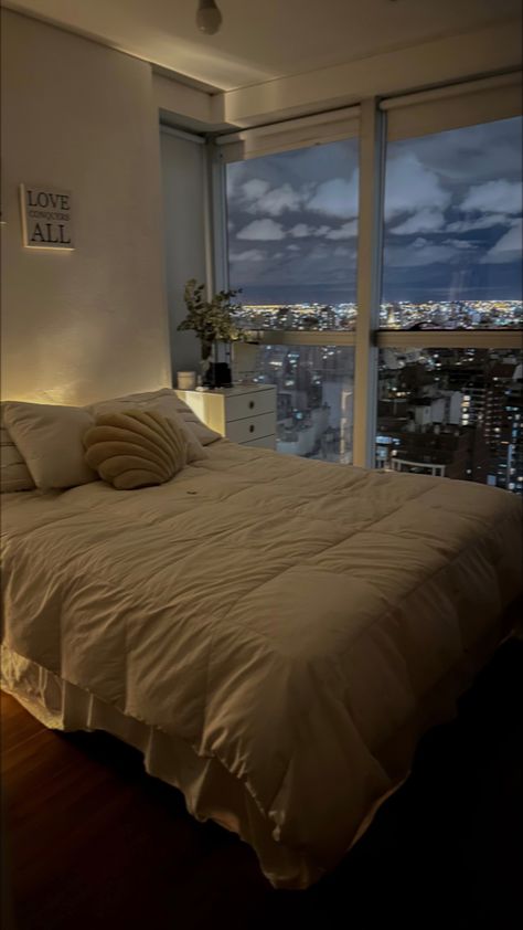 Brooklyn Apartment Bedroom, Apartment Cosy Aesthetic, Aesthetic Night Apartment, Small City Apartment Bedroom, My Own Apartment Aesthetic, New Jersey Apartment Aesthetic, Evelyn Ha Apartment, La Apartment Bedroom, City Bedroom Ideas