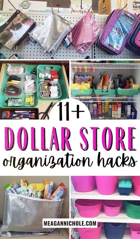 Dollar Store Organization Hacks, Dollar Store Organization, Dollar Tree Storage, Dollar Tree Organization, Cheap Organization, Dollar Store Diy Organization, Store Hacks, Dollar Store Hacks, Dollar Tree Finds