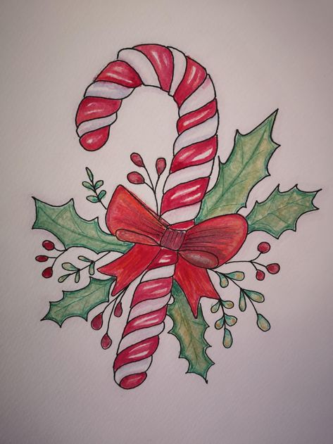 Drawing Related To Christmas, Christmas Items Drawing, Drawing For Christmas Easy, Christmas Prismacolor Drawing, Christmas Diy Drawings, Cute Holiday Drawings, Cute Christmas Card Drawing Ideas, Things To Draw Christmas Themed, Cute Drawings For Christmas