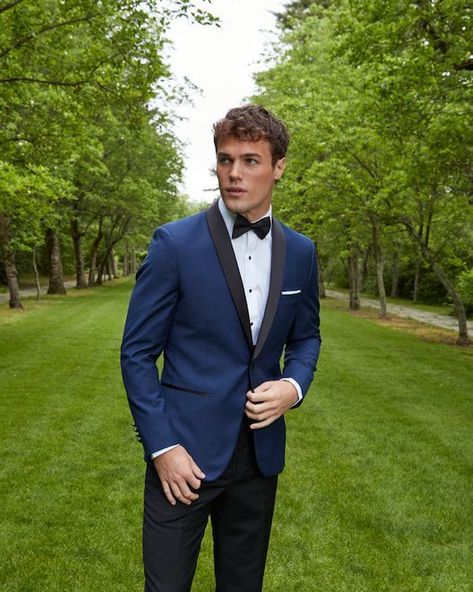 Prom Suits For Men Blue, Blue Tuxedo Wedding, Blue Tux, Black Bowtie, Navy Tuxedos, Blue Tuxedo, Homecoming Suits, Wedding Tux, Black Suit Wedding