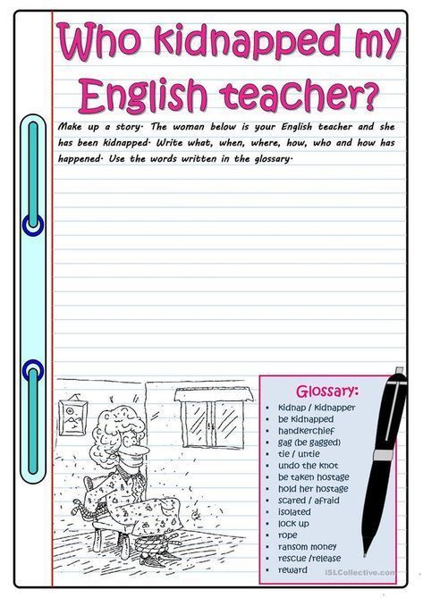 This is a great writing exercise to practice writing a narrative. Keywords and drawings are given. Esl Writing Activities Worksheets, Activities For College Students, Fun Writing Activities, Writing Planning, Writing Exercises, English Teaching, English Classroom, English Language Teaching, English Lessons For Kids