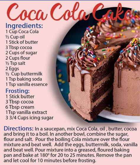 Sjokolade Koek, 2023 Cakes, Diy Chocolates, Cooked Oatmeal, Coke Cake, Fancy Desserts Recipes, Beef Kebabs, Cola Cake, Cotton Cake