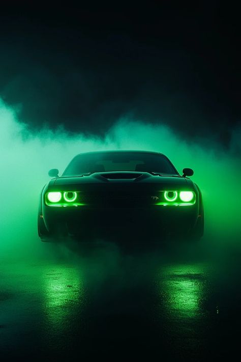 Asus Wallpapers Pc, Dodge Challenger Black, Motorcycle Humor, Cool Car Backgrounds, Challenger Hellcat, Dodge Challenger Hellcat, Green Lights, Car Silhouette, Hellcat Challenger