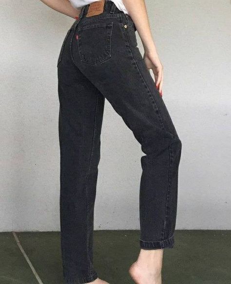 cd0dce8fca267bf1fb86cf43e18d5598desc37512739ri Black Levi Jeans, Faded Black Jeans, Mom Jeans Outfit, Black Mom Jeans, Jeans Outfit Women, Black Jeans Outfit, Black Jeans Women, Black Denim Jeans, Tapered Jeans