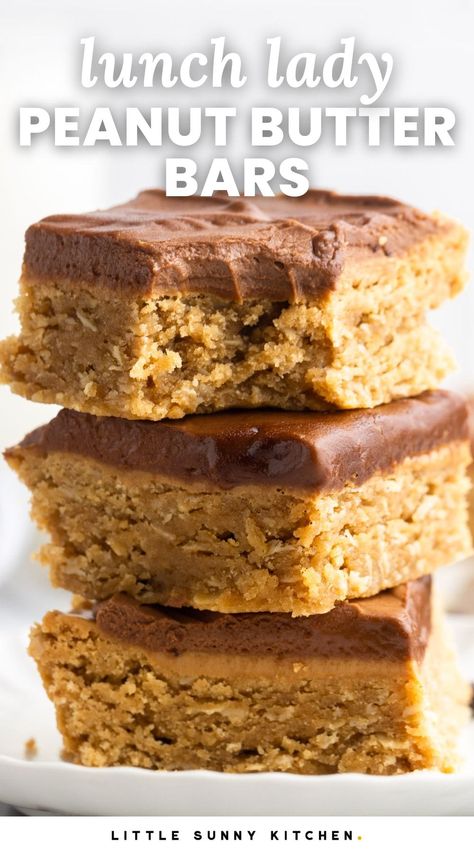 Peanut Butter Mallow Bars, Old Fashion Peanut Butter Bars, Lunchroom Ladies Peanut Butter Bars, Lunch Lady Bars Peanut Butter, Lunch Ladies Peanut Butter Bars, Peanut Butter Chocolate Chip Recipes, Peanut Butter With Chocolate On Top, Quick Chocolate Peanut Butter Desserts, Baked Peanut Butter Bars