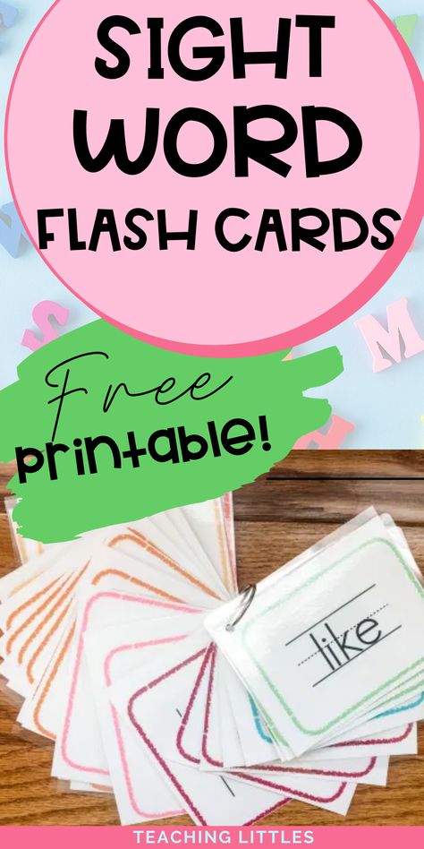 Use these free printable sight word flashcards to help your preschooler or kindergartener learn to read. DIY these cards by laminating & linking them together Pre Kindergarten Sight Words List, Prek Site Words, Practicing Sight Words At Home, Kindergarten Flashcards Diy, Ell Picture Cards Free Printable, Free Printable Sight Words Flashcards, Diy Phonics Flashcards, Easy Sight Words For Preschool, Free Kindergarten Sight Words Printables