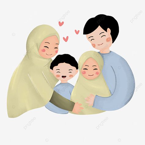 Family Picture Cartoon, Eid Al Fitr Greeting, Picture Cartoon, Family Clipart, Family Png, Splash Images, Best Friends Cartoon, Muslim Family, Family Drawing