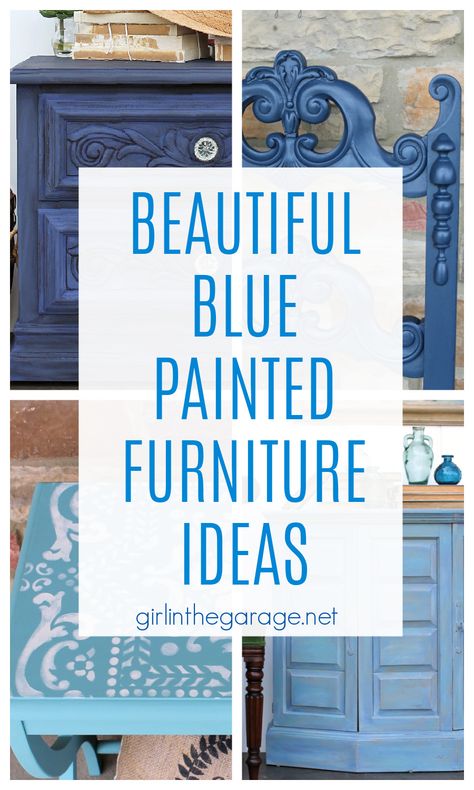 Blue Furniture Paint Colors, Painted Furniture Blue Shades, Blue And White Painted Furniture, Blue Painted Furniture Ideas, Blue Antique Furniture, Blue And White Vintage Bedroom, Blue Chalk Paint Furniture Ideas, Light Blue Painted Furniture, How To Use Chalk Paint On Furniture