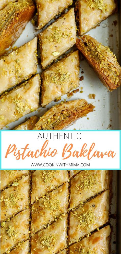 Baklava Recipe With Pistachios, Baklava With Pistachios, Bachlavah Recipe, Baklava Recipe Turkish, Authentic Baklava Recipe, Pistachio Baklava Rolls, Persian Baklava Recipe, Easy Baklava Recipe Phyllo Dough, Pistachio Baked Goods