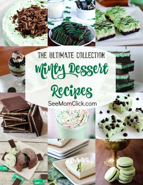 Chocolate and mint together area favorite combo of mine so I've rounded up tons of the best minty dessert recipes. Pies, cakes, puddings, brownies, and more. Find your new favorite St. Patrick's Day recipe right here. Yum! Minty Desserts, St Patrick's Day Drinks, Pudding Parfait, Mint Oreo, Green Food Coloring, Pie Cake, Party Treats, Treat Recipe, Bars Recipes