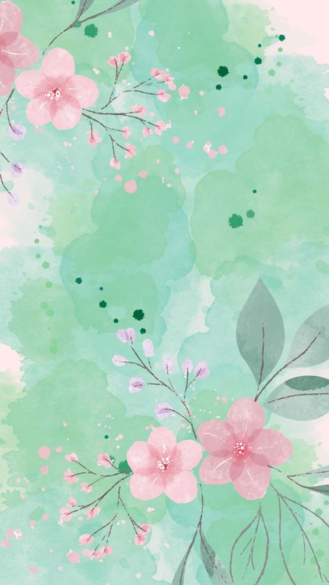 Green and Pink Watercolor Flower Phone Wallpaper - Mhek Creatives's Ko-fi Shop - Ko-fi ❤️ Where creators get support from fans through donations, memberships, shop sales and more! The original 'Buy Me a Coffee' Page. Pink Blue And Green Wallpaper, Mint Phone Wallpaper, Turquoise And Pink Wallpaper, Pink And Green Phone Wallpaper, Mint Color Wallpaper, Mint Aesthetic Wallpaper, Watercolor Flowers Background Wallpapers, Watercolor Phone Wallpaper, Pink And Mint Aesthetic