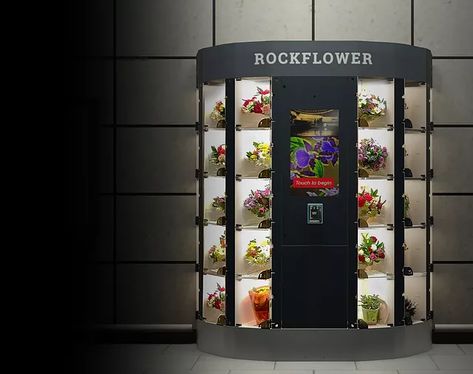 Flower Vending Machine, Vendor Machine, Vending Business, Business Plan Infographic, Vending Machine Design, Double Door Fridge, Florist Studio, Bar Counter Design, Event Design Ideas